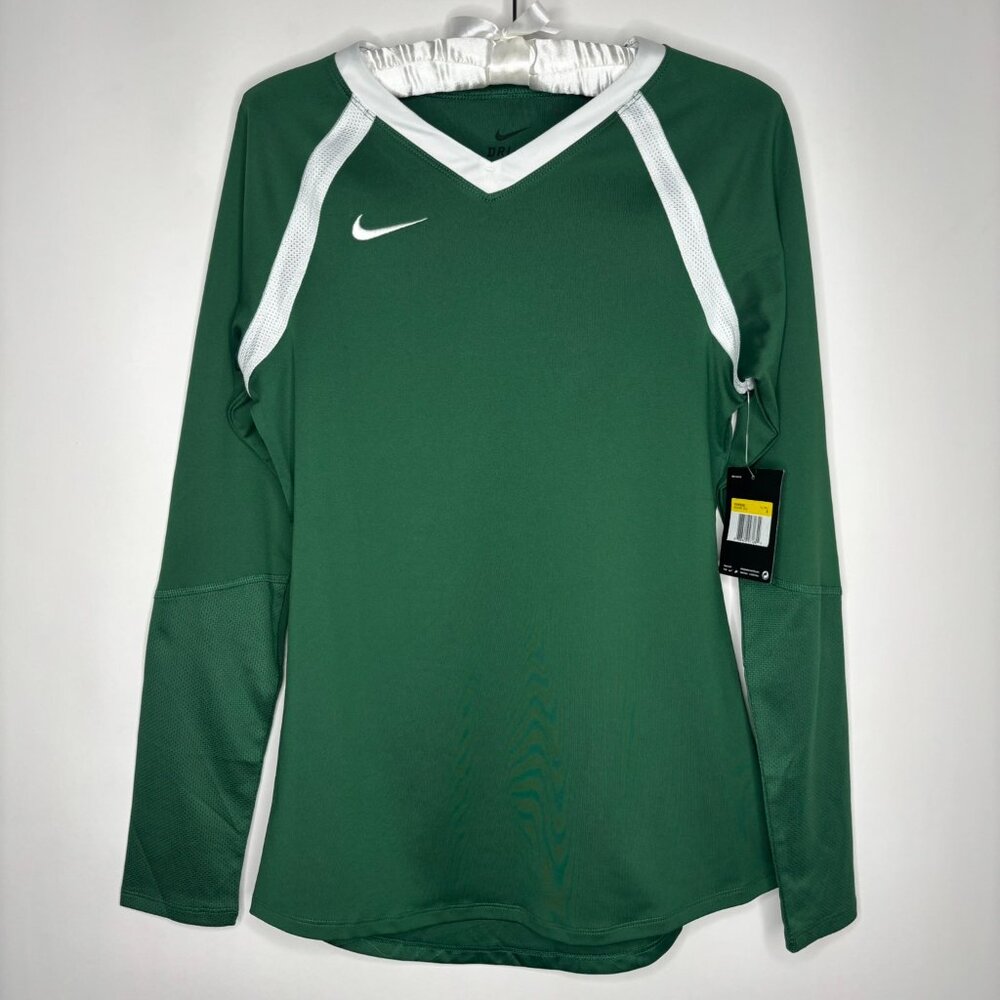 Nike Dri-Fit Women's Training Jersey Dark Green White Accent Size Small NWT